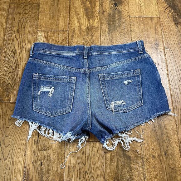Free People We the Free Distressed Cut Off Button Fly Denim Shorts Size 28 - Picture 7 of 9